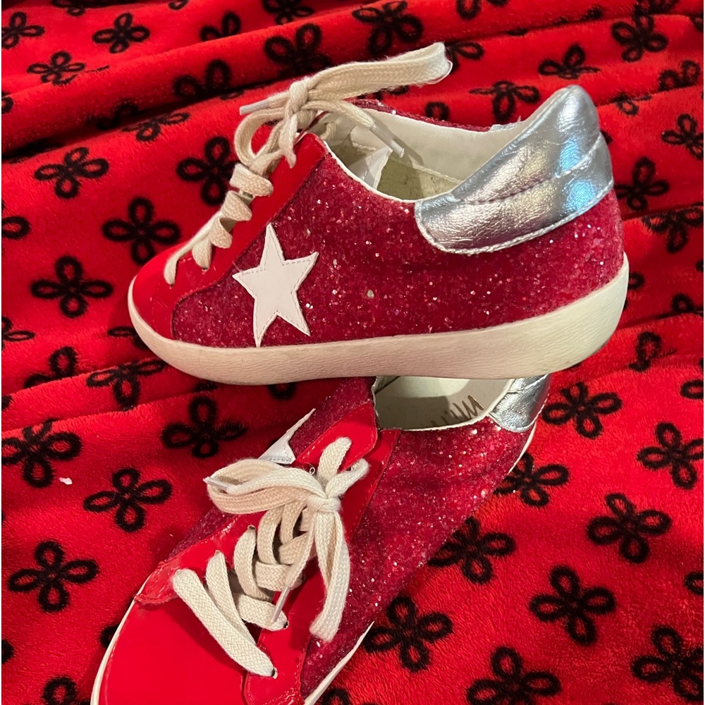Red glitter sneakers